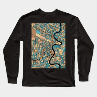 Winnipeg Map Pattern in Mid Century Pastel Long Sleeve T-Shirt